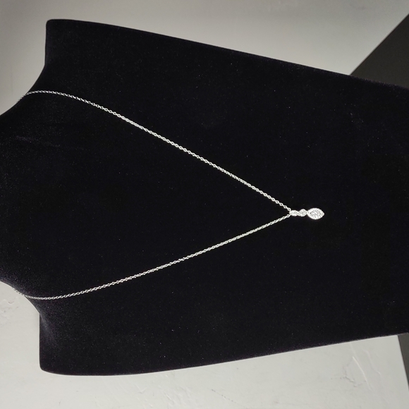Delicate Sterling Silver Chain Necklace with CZ Pendant - Picture 1 of 7
